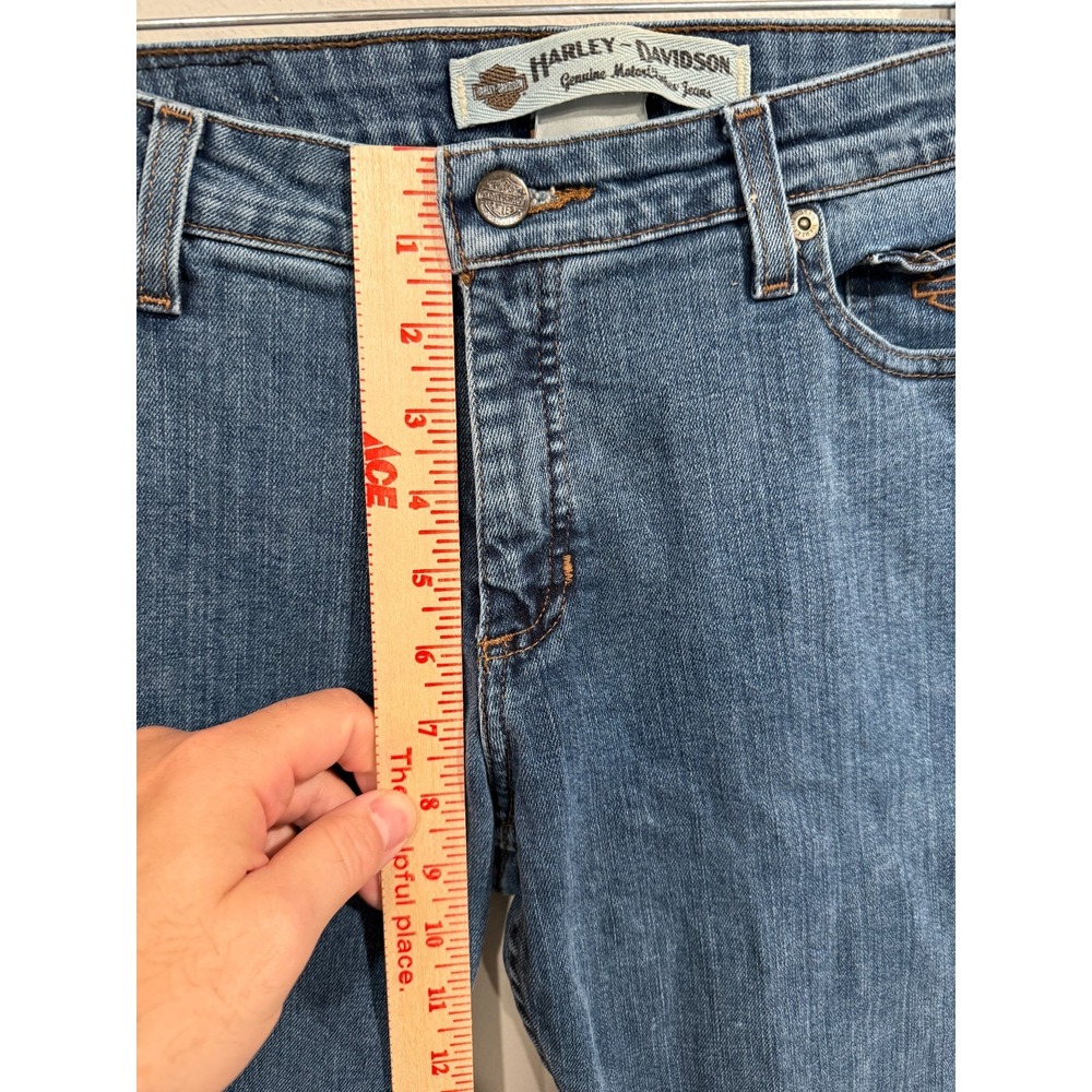Harley Davidson Straight Jeans Women's 8 Petite Blue Denim Stretch Medium‎ Wash - Picture 9 of 11